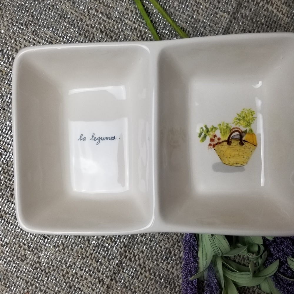 Rae Dunn ceramic  divided trinket tray